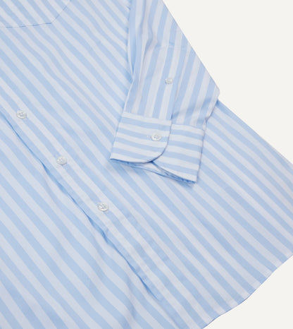 Drake's Blue Broad Stripe Cotton Poplin Button-Down Shirt