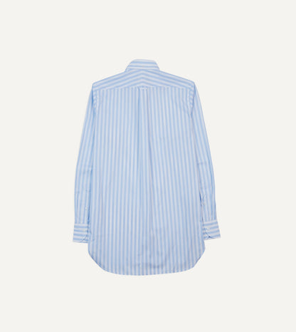 Drake's Blue Broad Stripe Cotton Poplin Button-Down Shirt