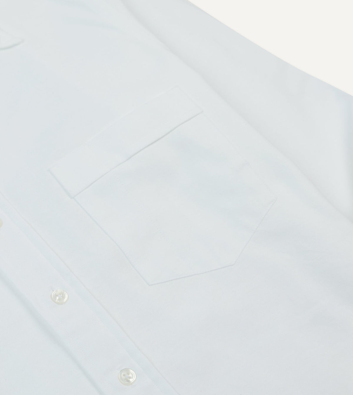 Drake's White Cotton Oxford Cloth Long Point Collar Shirt