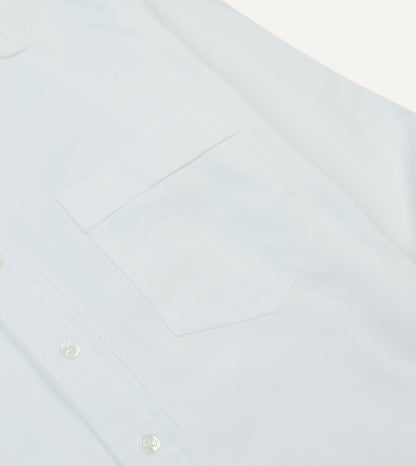 Drake's White Cotton Oxford Cloth Long Point Collar Shirt
