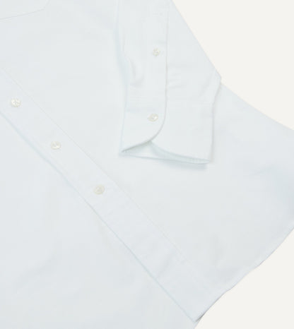 Drake's White Cotton Oxford Cloth Long Point Collar Shirt