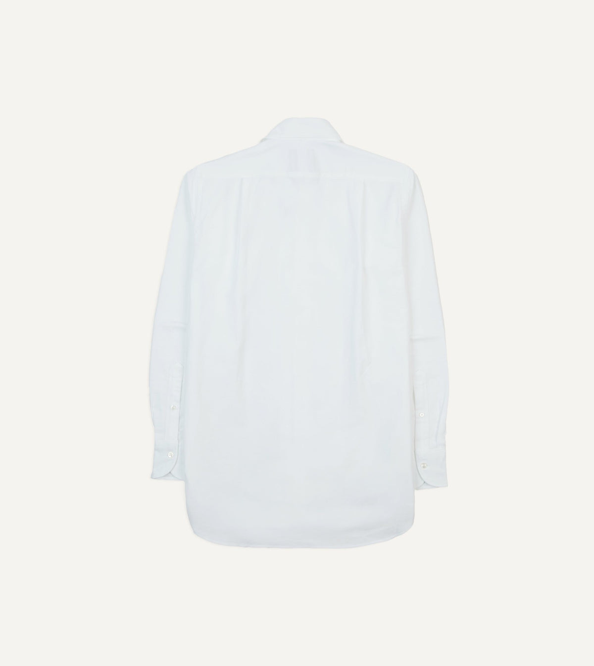 Drake's White Cotton Oxford Cloth Long Point Collar Shirt