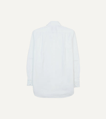 Drake's White Cotton Oxford Cloth Long Point Collar Shirt