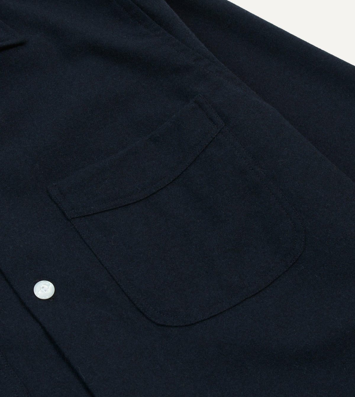 Drake's Navy Wool Four-Pocket Camp Collar Work Shirt