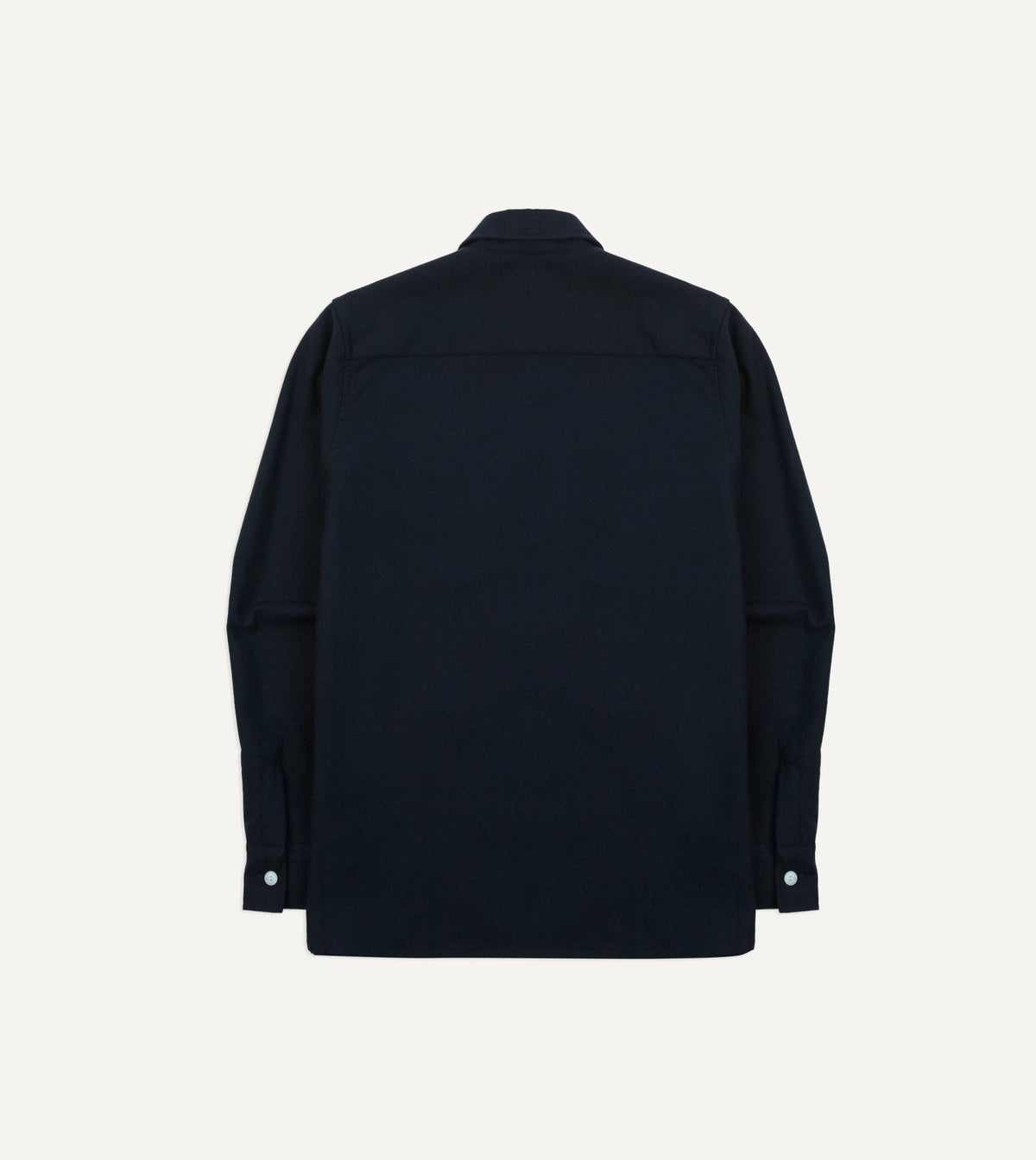 Drake's Navy Wool Four-Pocket Camp Collar Work Shirt