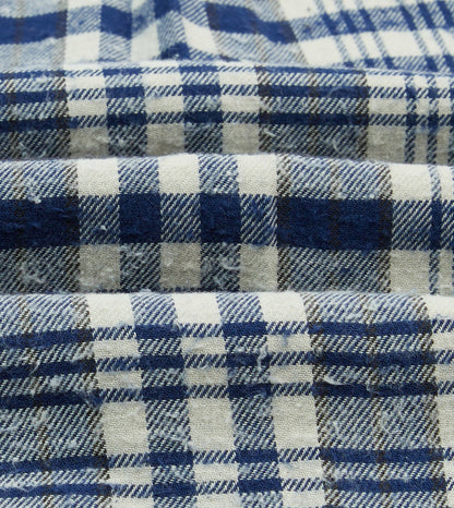 Drake's Blue Check Brushed Cotton Two-Pocket Work Shirt