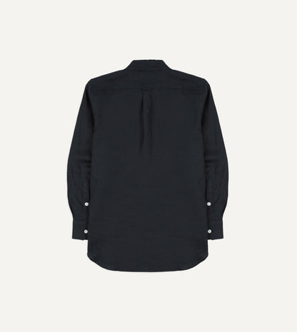 Drake's Navy Linen Pintuck Military Shirt