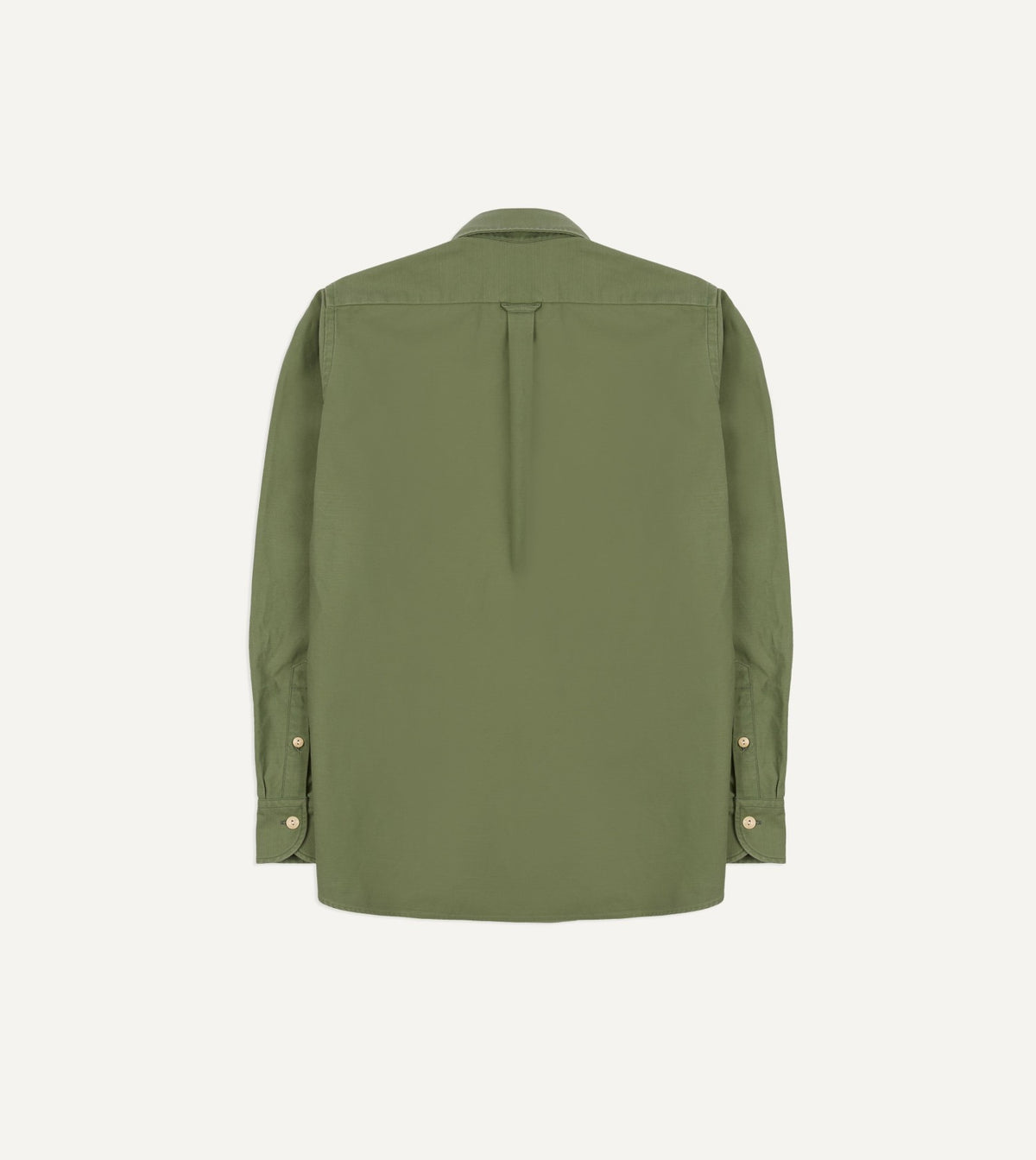 Drake's Green Satin Cotton Popover Work Shirt