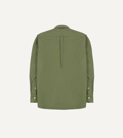 Drake's Green Satin Cotton Popover Work Shirt