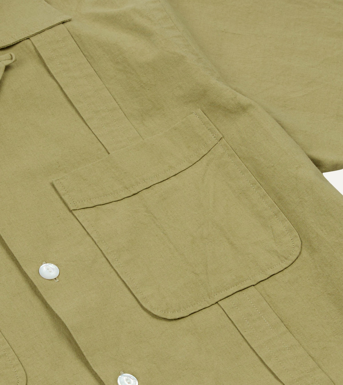 Drake's Khaki Cotton-Linen Crepe Cuban Shirt