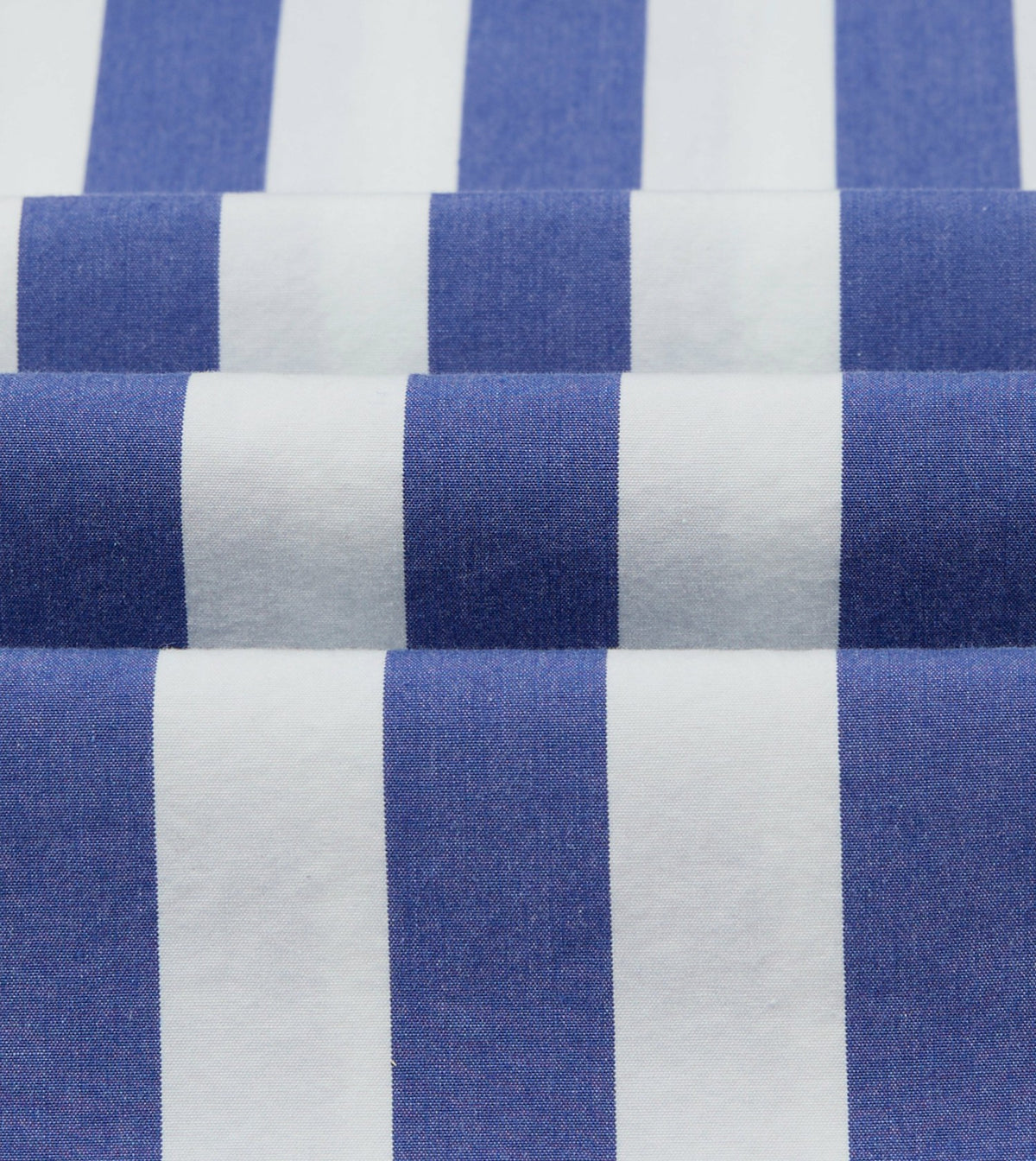 Drake's Blue and White Awning Stripe Cotton Long Point Collar Shirt