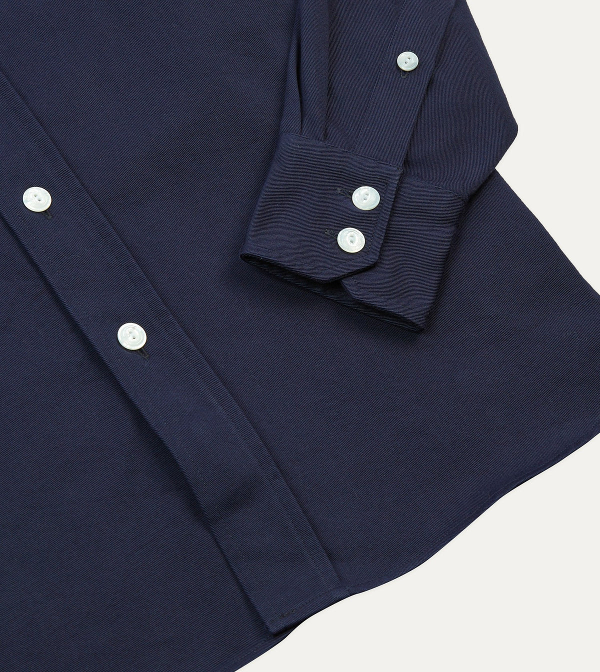 Drake's Navy Cotton Twill Two-Pocket Work Shirt