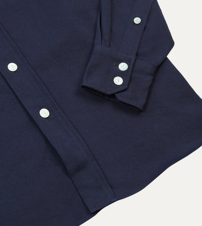 Drake's Navy Cotton Twill Two-Pocket Work Shirt