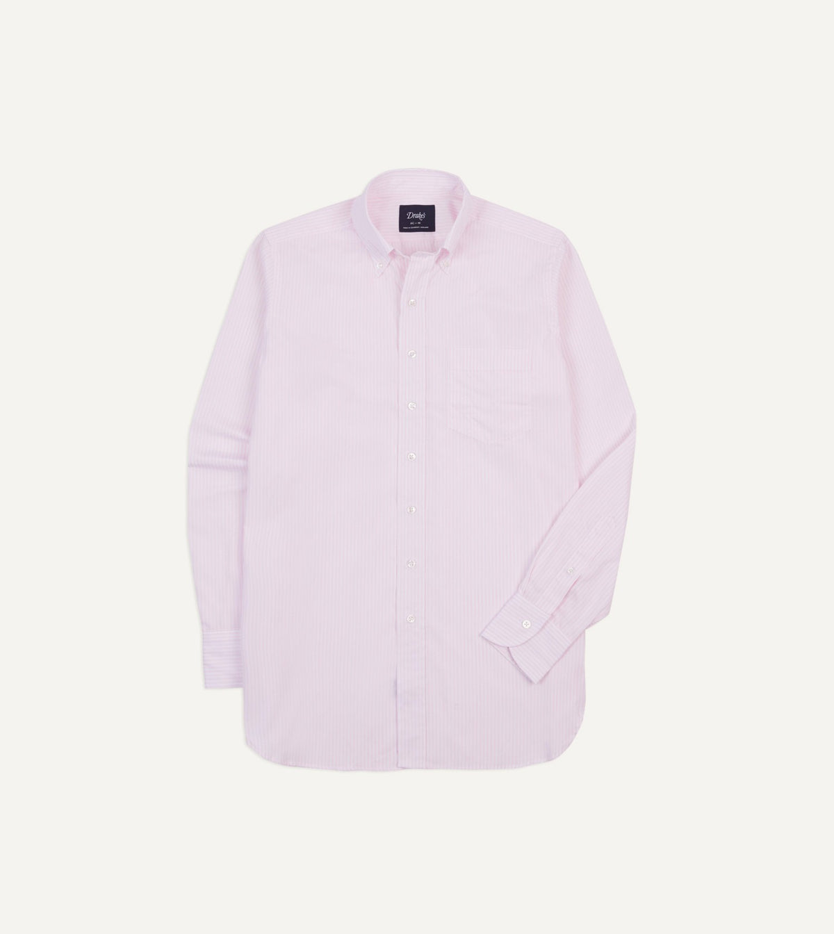 Drake's Pink Narrow Stripe Cotton Poplin Button-Down Shirt