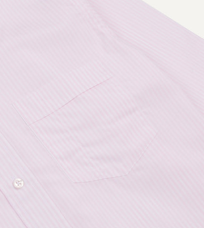 Drake's Pink Narrow Stripe Cotton Poplin Button-Down Shirt