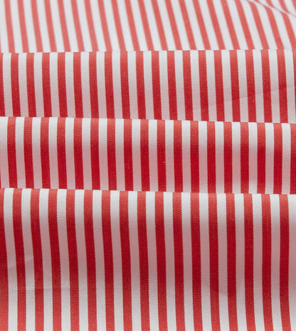 Drake's Red Narrow Stripe Cotton Poplin Button-Down Shirt
