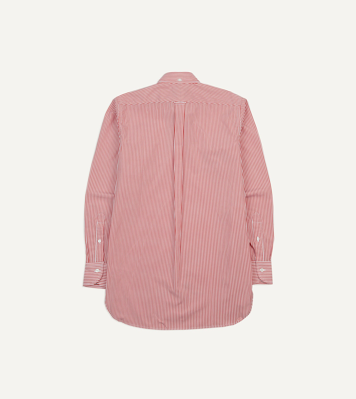 Drake's Red Narrow Stripe Cotton Poplin Button-Down Shirt