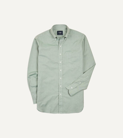 Drake's Green Pinpoint Oxford Cotton Cloth Button-Down Shirt