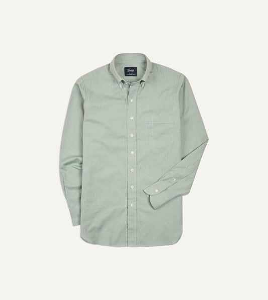 Drake's Green Pinpoint Oxford Cotton Cloth Button-Down Shirt