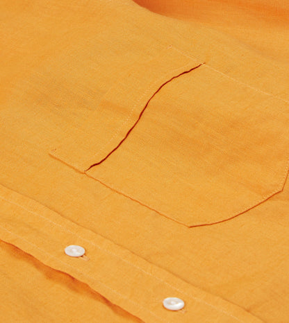 Drake's Yellow Linen Spread Collar Shirt