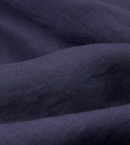 Drake's Washed Navy Linen Spread Collar Shirt