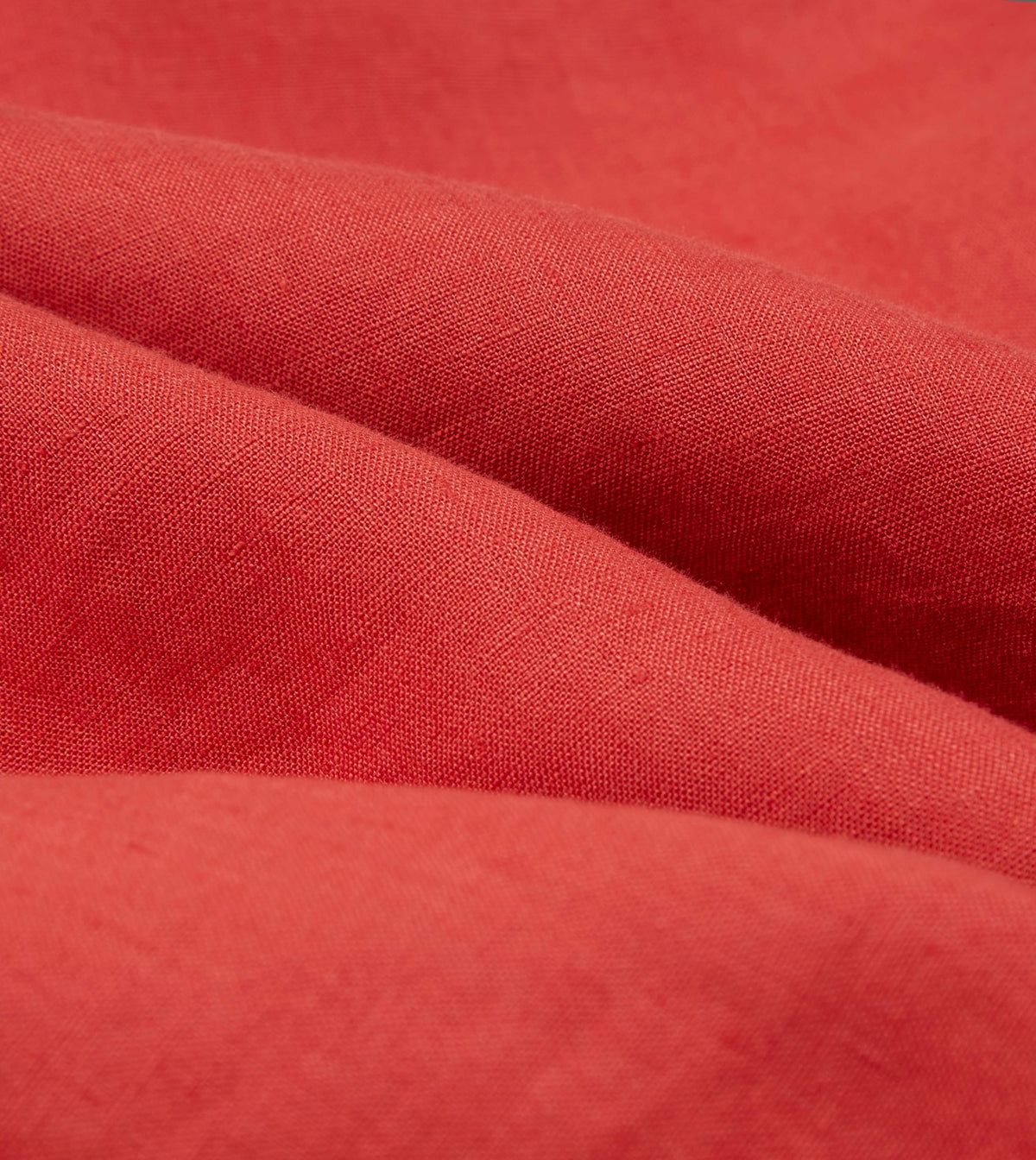 Drake's Red Linen Spread Collar Shirt