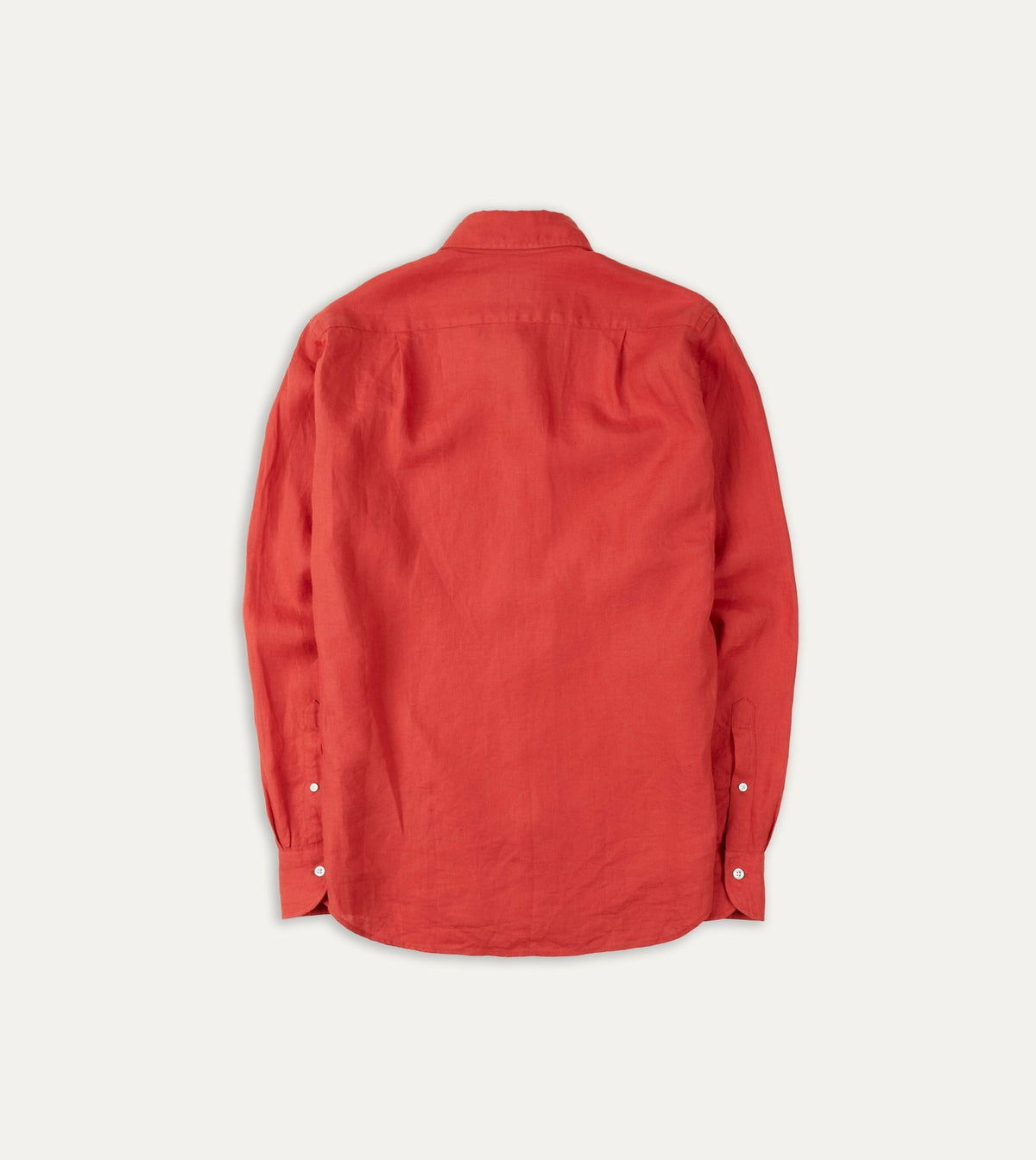 Drake's Red Linen Spread Collar Shirt