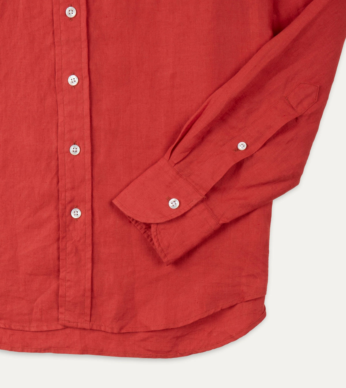 Drake's Red Linen Spread Collar Shirt