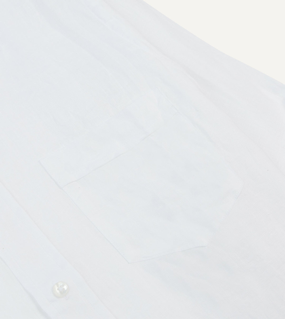 Drake's White Linen Spread Collar Shirt