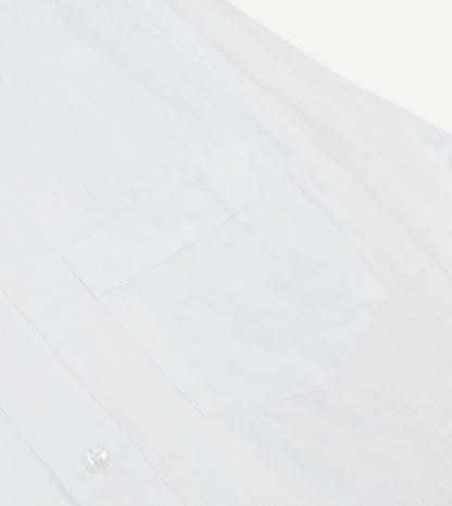Drake's White Linen Spread Collar Shirt