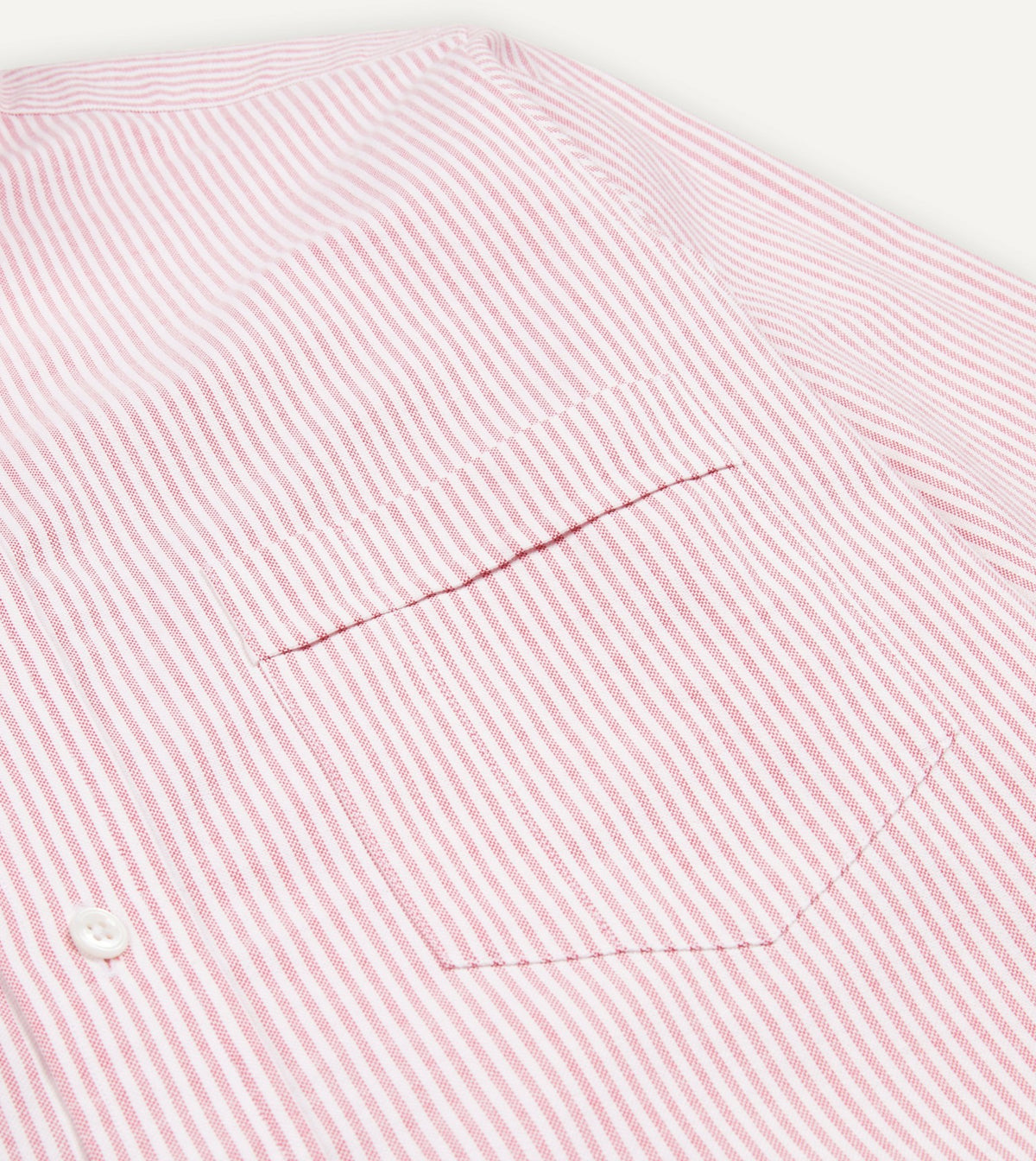 Drake's Pink Ticking Stripe Cotton Oxford Cloth Button-Down Shirt