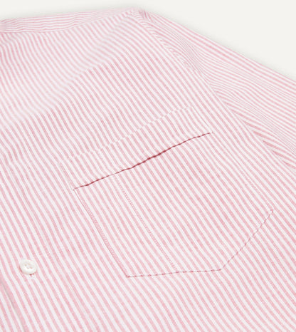 Drake's Pink Ticking Stripe Cotton Oxford Cloth Button-Down Shirt