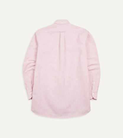 Drake's Pink Ticking Stripe Cotton Oxford Cloth Button-Down Shirt