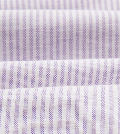 Drake's Lilac Ticking Stripe Cotton Oxford Cloth Button-Down Shirt