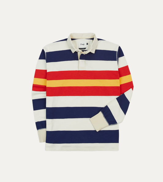 Drake's Multi Stripe Flamé Cotton Rugby Shirt