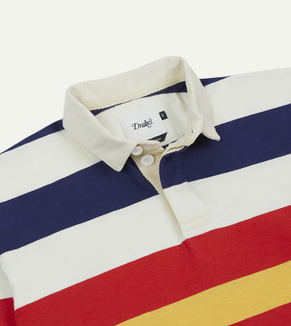 Drake's Multi Stripe Flamé Cotton Rugby Shirt