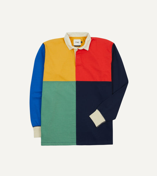 Drake's Multi Panelled Cotton Rugby Shirt