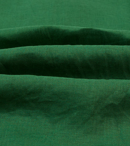 Drake's Forest Green Linen Spread Collar Shirt