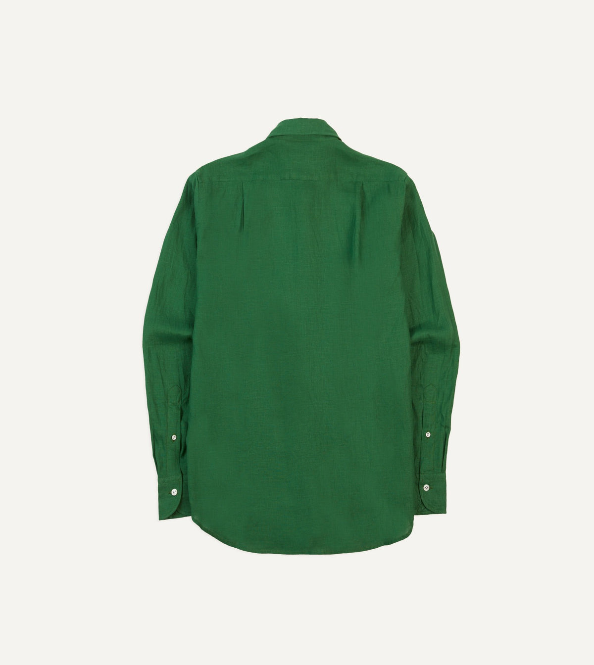 Drake's Forest Green Linen Spread Collar Shirt