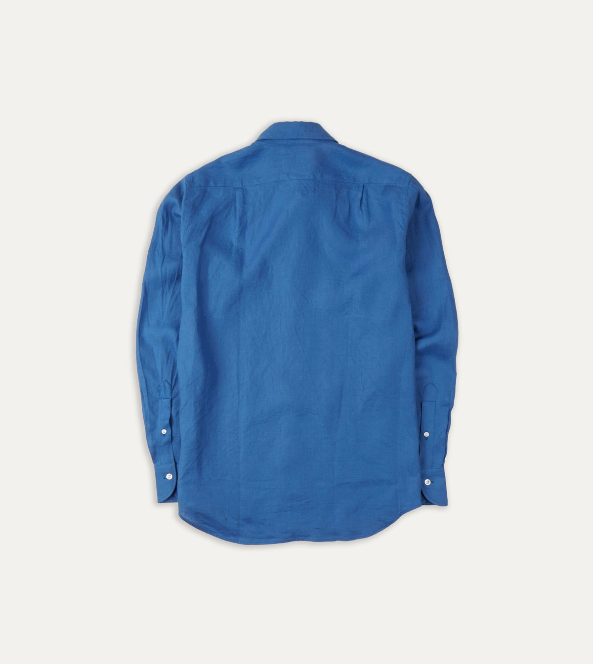Drake's Bright Navy Linen Spread Collar