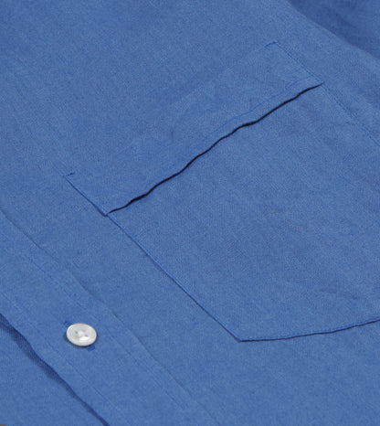 Drake's Bright Navy Linen Spread Collar