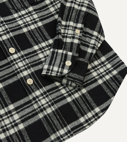 Drake's Black Check Cotton Two-Pocket Work Shirt