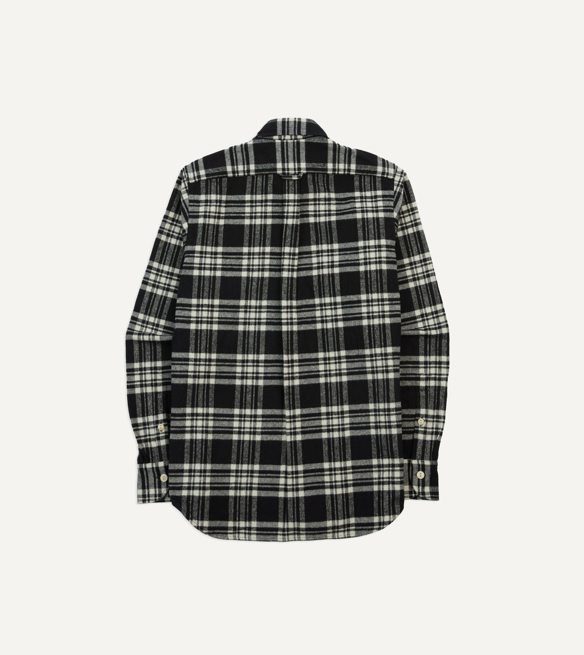 Drake's Black Check Cotton Two-Pocket Work Shirt
