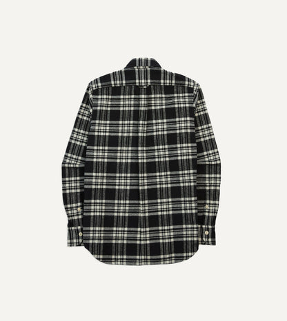 Drake's Black Check Cotton Two-Pocket Work Shirt
