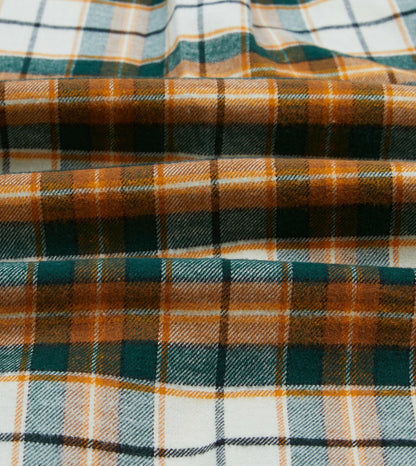 Drake's Ecru and Orange Check Cotton Two-Pocket Work Shirt