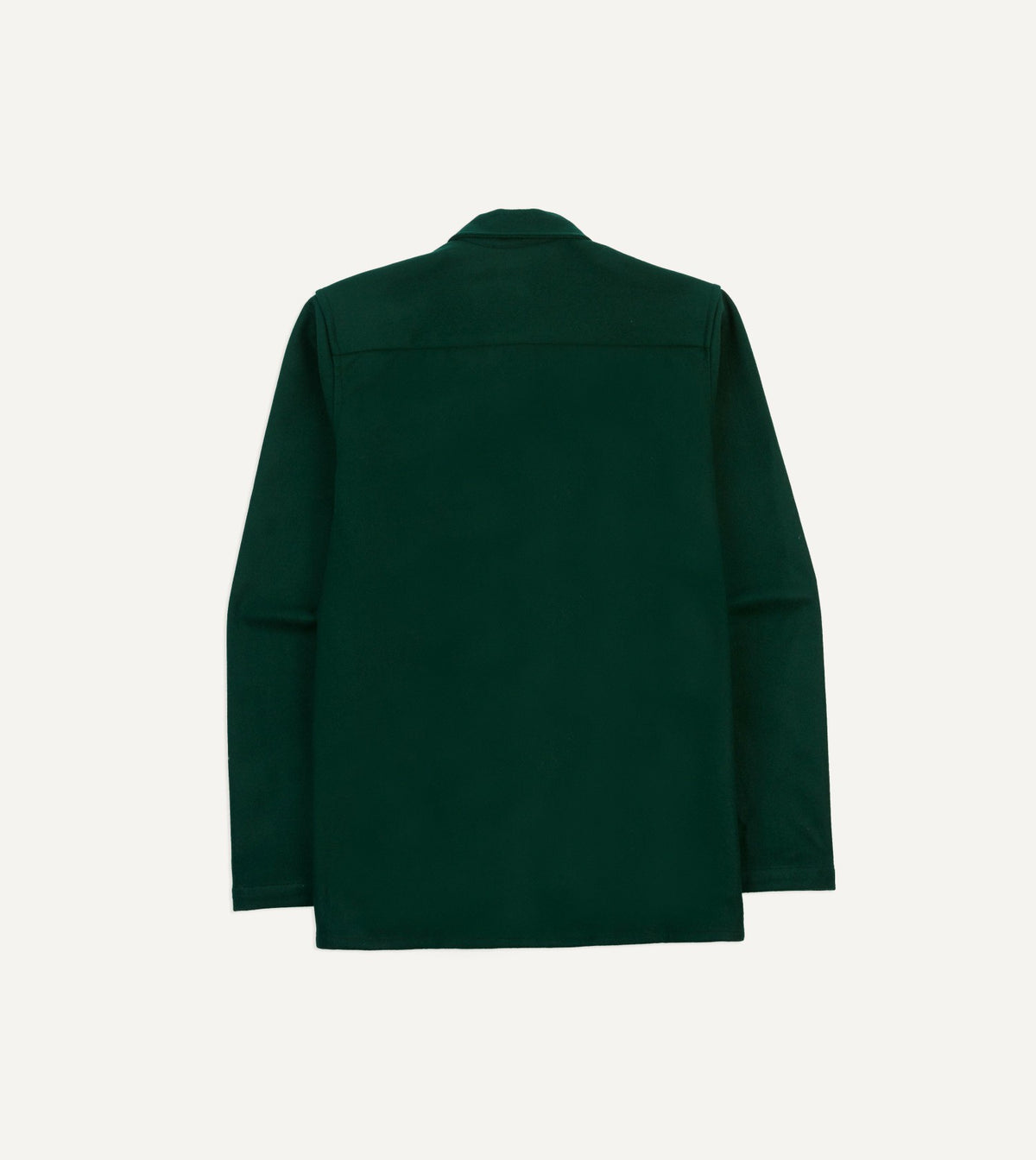 Drake's Green Wool Four-Pocket Camp Collar Work Shirt