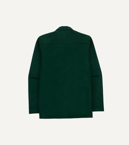 Drake's Green Wool Four-Pocket Camp Collar Work Shirt