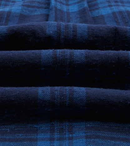 Drake's Navy Check Brushed Cotton Two-Pocket Work Shirt