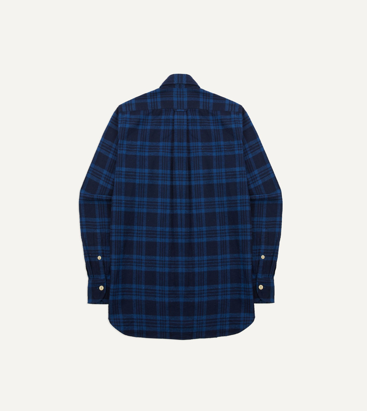 Drake's Navy Check Brushed Cotton Two-Pocket Work Shirt