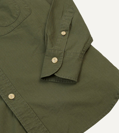 Drake's Olive Ripstop Cotton Work Shirt